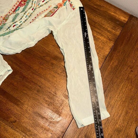 Johnny Was Boho Embroidered Semi-Sheer V-Neck Tunic - Picture 6 of 6